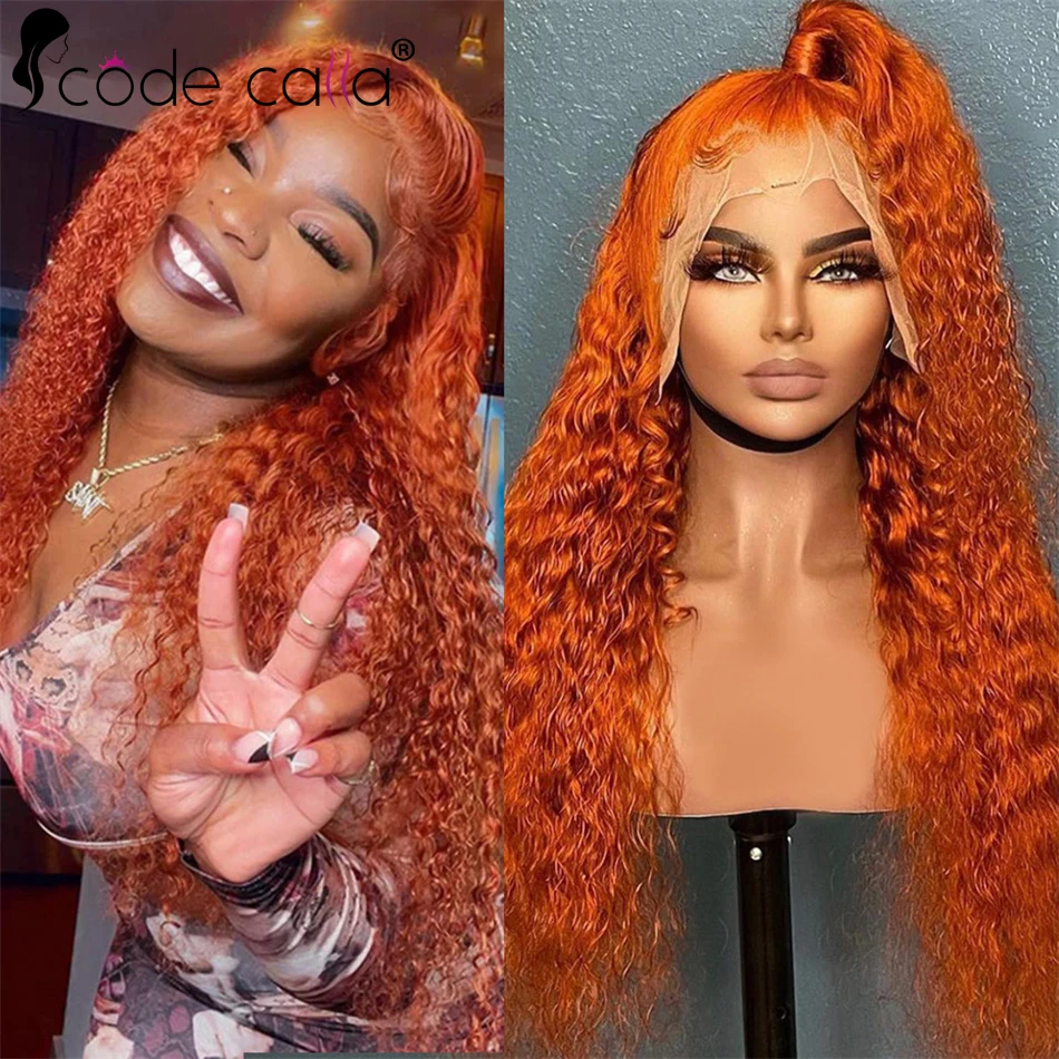 

Парик из человеческих волос Orange Ginger Lace Front Wig, бразильский парик без повреждений, 13 × 4 дюймов, HD, вьющийся передний парик на сетке для женщин, парик из оранжевых человеческих волос, распродажа
