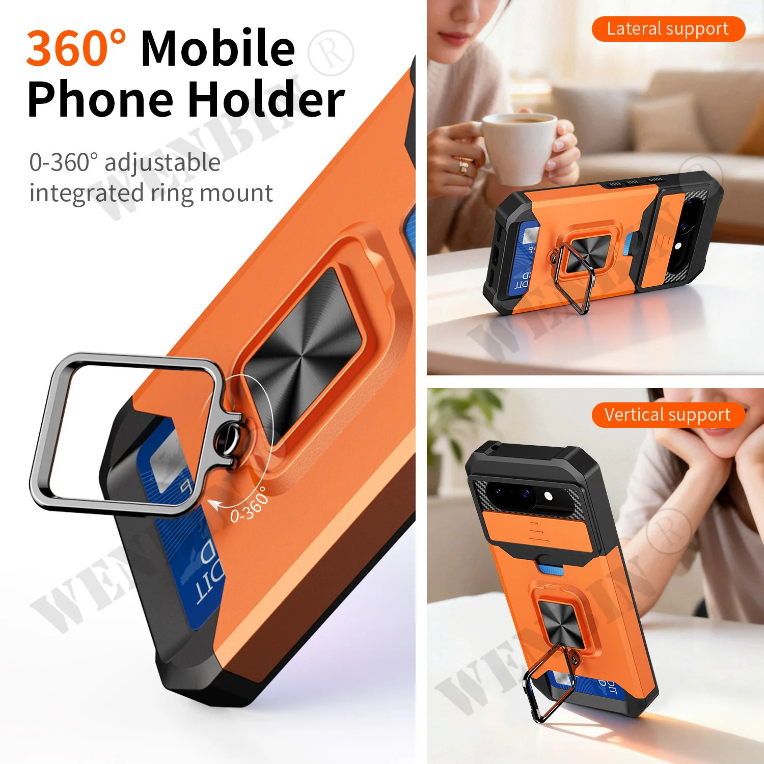 Heavy Duty Protective Case with Sliding Camera Cover and Card Clip