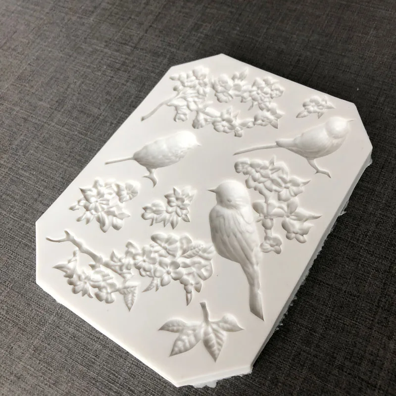 Uccello Silicone Gazza Fiore Rami Di Albero Cupcake Topper Stampo Per Fondente Decorazione Di Torte Stampi Per Argilla E Caramelle Al Cioccolato  15