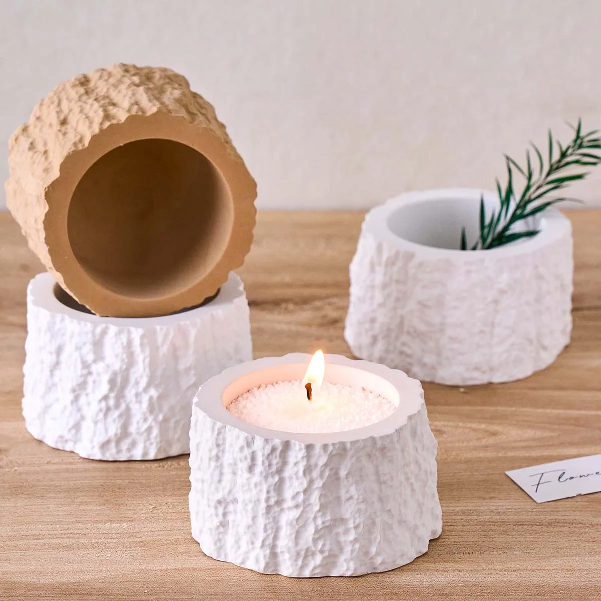 나무 말뚝 모양 양초 용기 실리콘 몰드 DIY 캔들스틱 아로마 석고 몰드 콘크리트 레진 화분 수납함 만들기