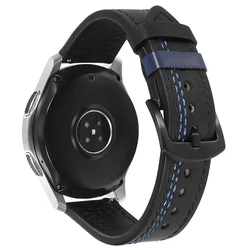Premium Crazy Horse Leather Universal Watch Strap, 20mm - 22mm Adjustable Band - 22mm watch band (Black blue 6)