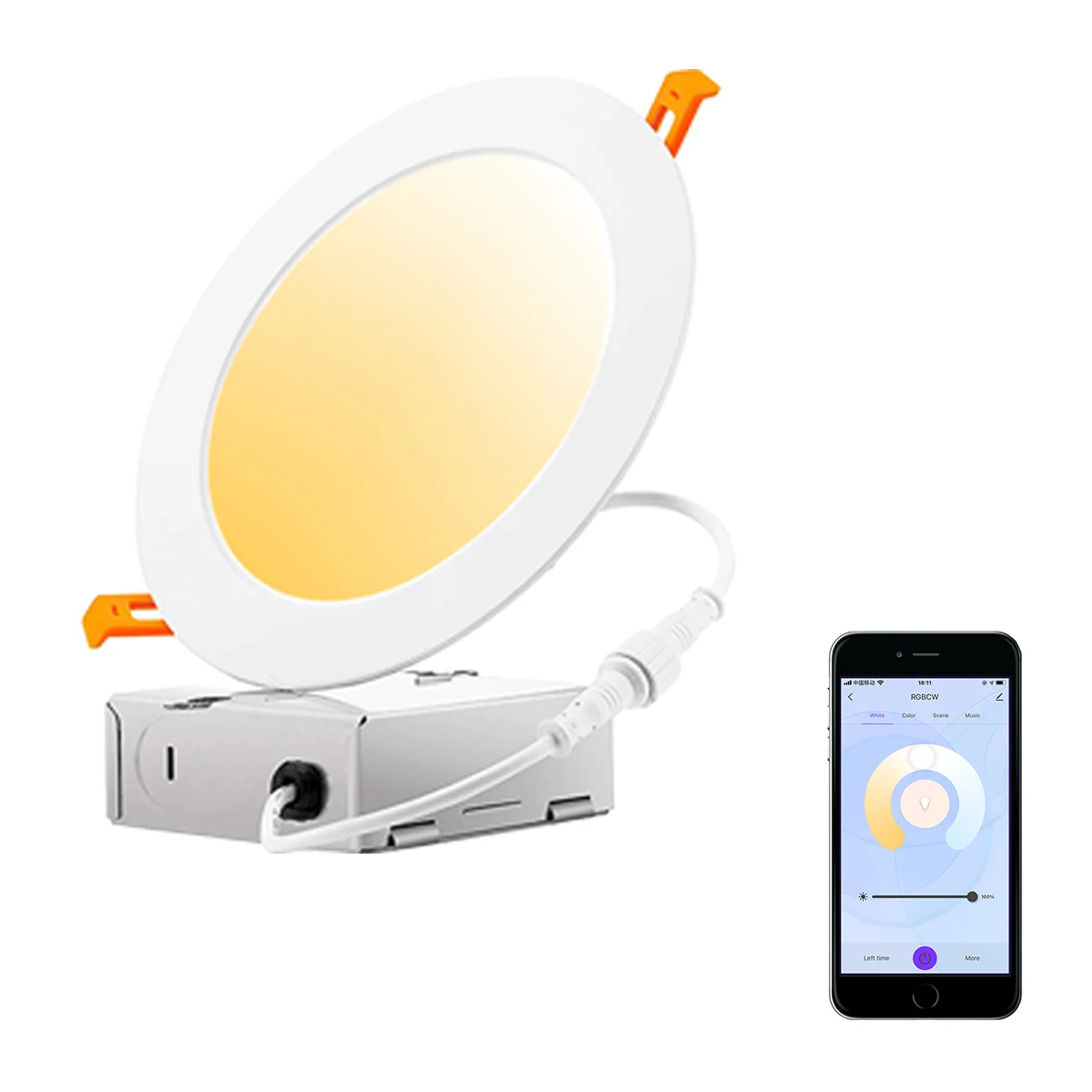 Tuya Smart 6 Inch Ultra-Thin LED Recessed Ceiling Light,1800K~6500K CCT Selectable,High Brightness, Smart Retrofit Downlights