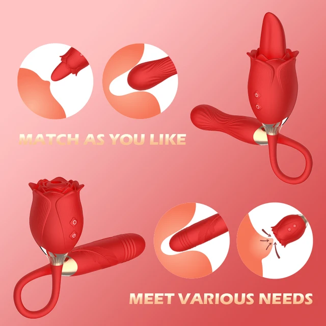 HESEKS 3 in 1 Detachable Rose Toy Vibrator for Women G Spot Vibrator Clitoral Stimulator Tongue