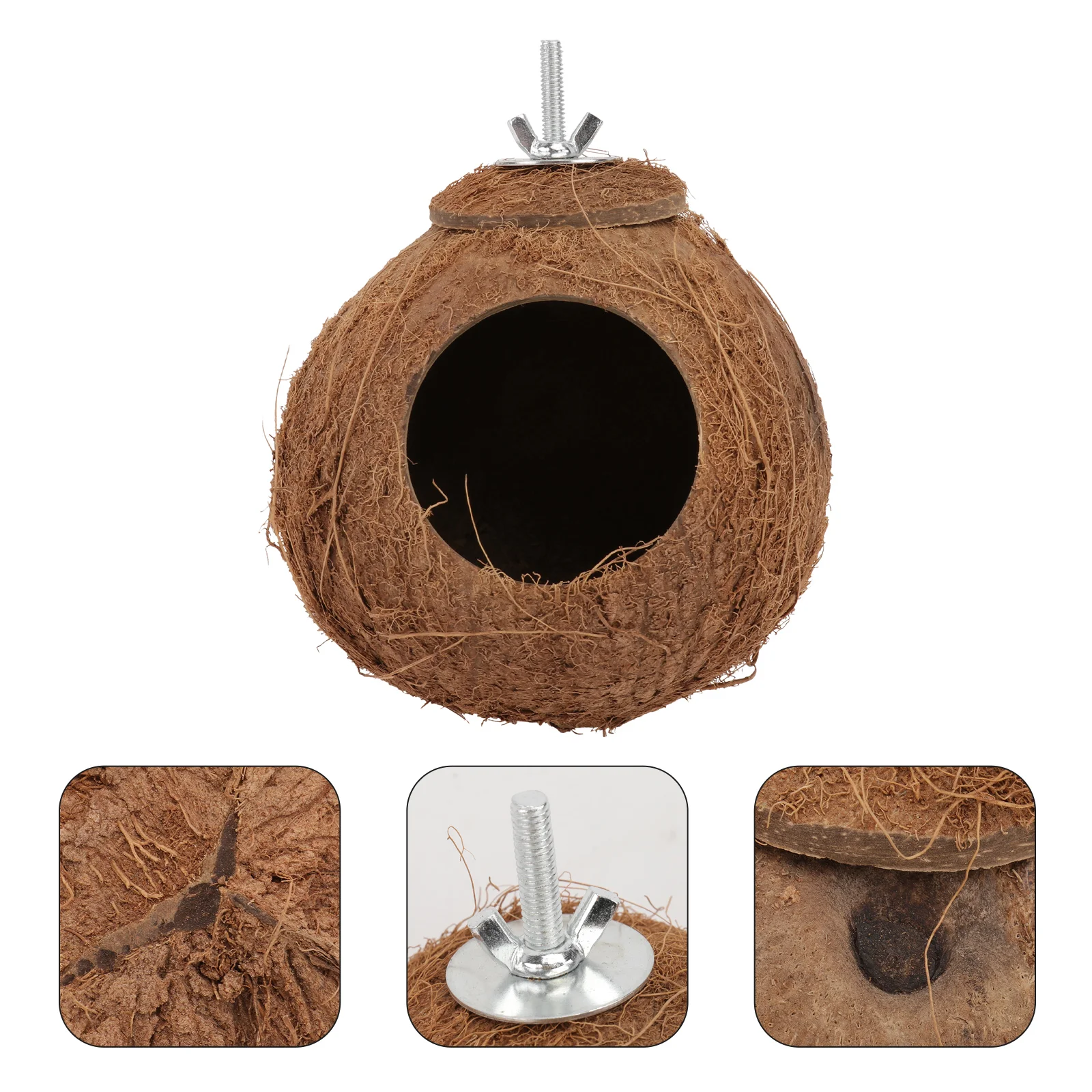 

Coconut Shell Bird Nest Coco Birds House Parrots Hide Hut Habitats Decor Parrot Cage Accessories Lovebirds Cockatiel