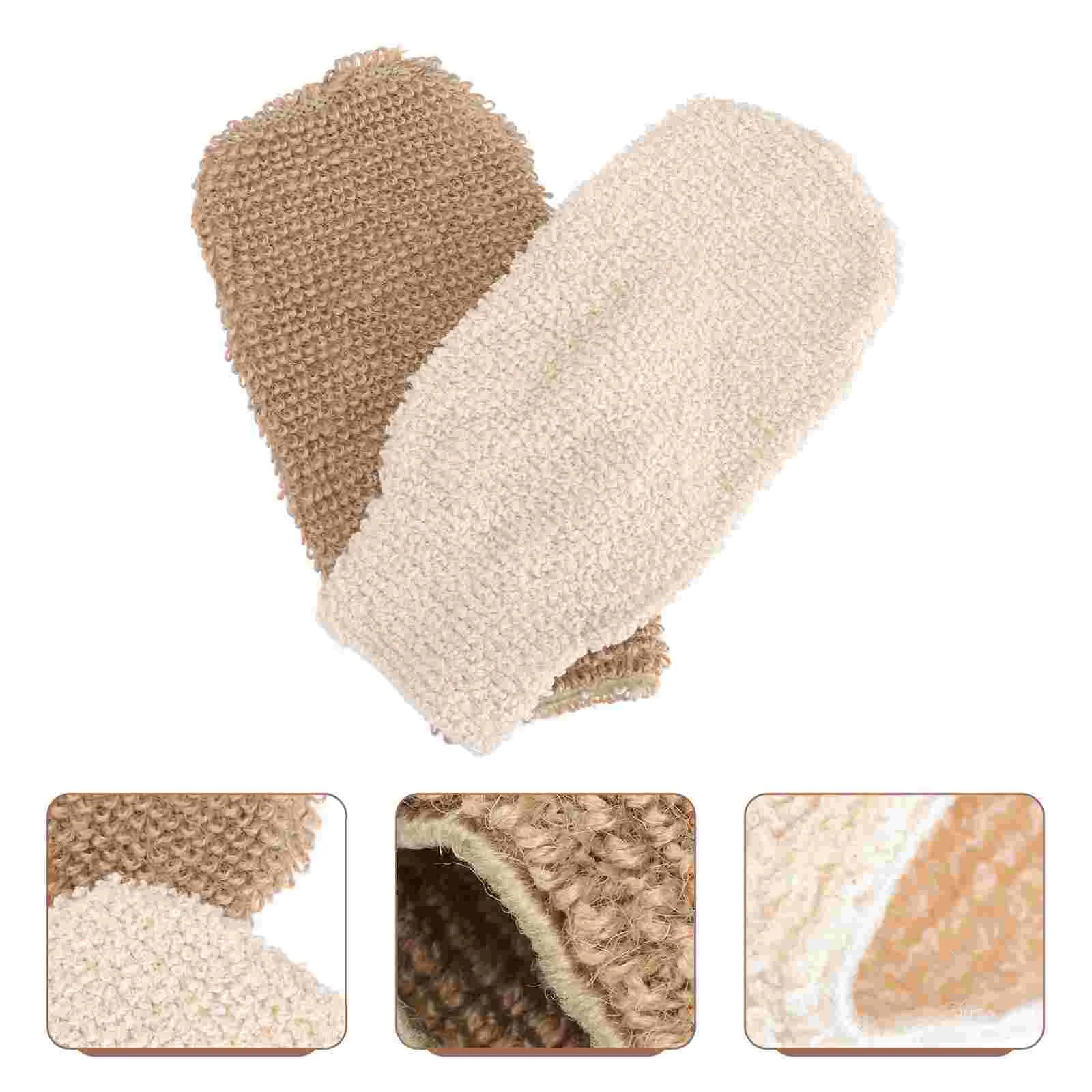 

2 PCS Bath Gloves Bathroom Handle Sponge Exfoliating Mitt Towel Back-pulling Towels Frosted
