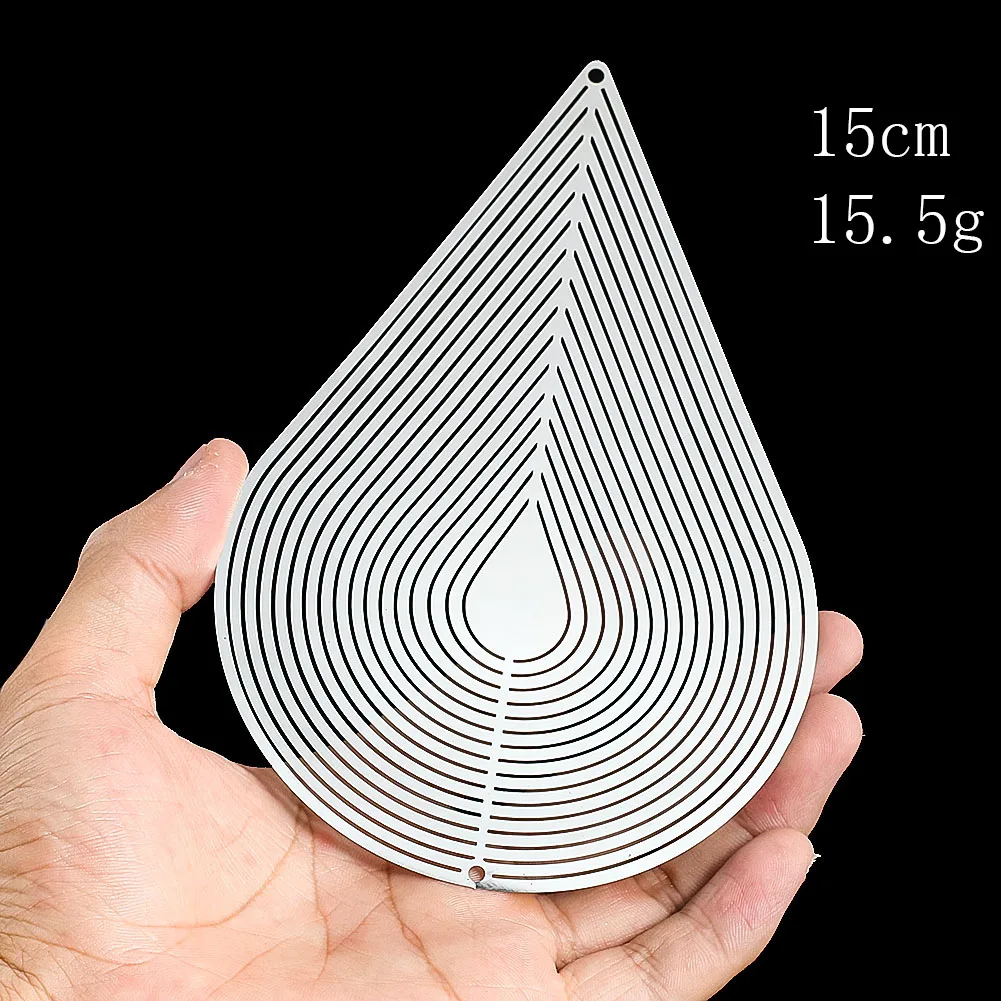 물방울 윈드 스피너 걸이식 장식, 스테인레스 스틸 3D 로터리 흐름 효과, 윈드 종소리 캐처 펜던트, 거울 반사