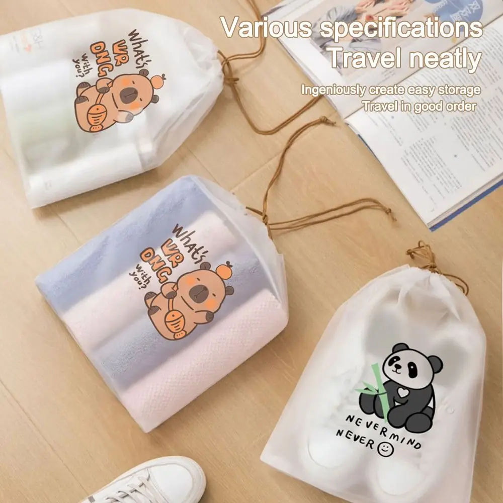 5/10Pcs Transparent Shoes Storage Bags Dust-Proof Moisture-proof Travel Packing Pouch Drawstring Bag Capibara Waterproof Pocket 2