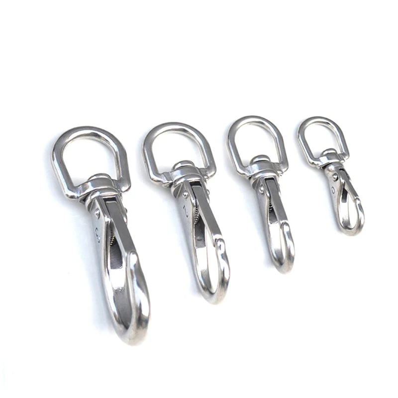 

2pcs 304(A2)Stainless Steel Swivel Snap Hook Carabiner Spring Buckle M4 M5 M6 M7 Chain Pet Buckle For Swings