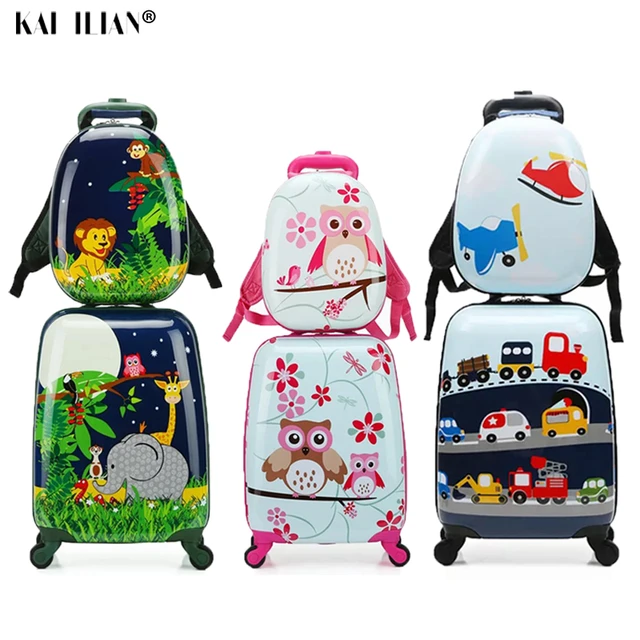 18 inch kids luggage set Children's Travel Suitcase Cute Cartoon Kids  Luggage Trolley case with Backpacks Cabin Rolling Luggage - AliExpress