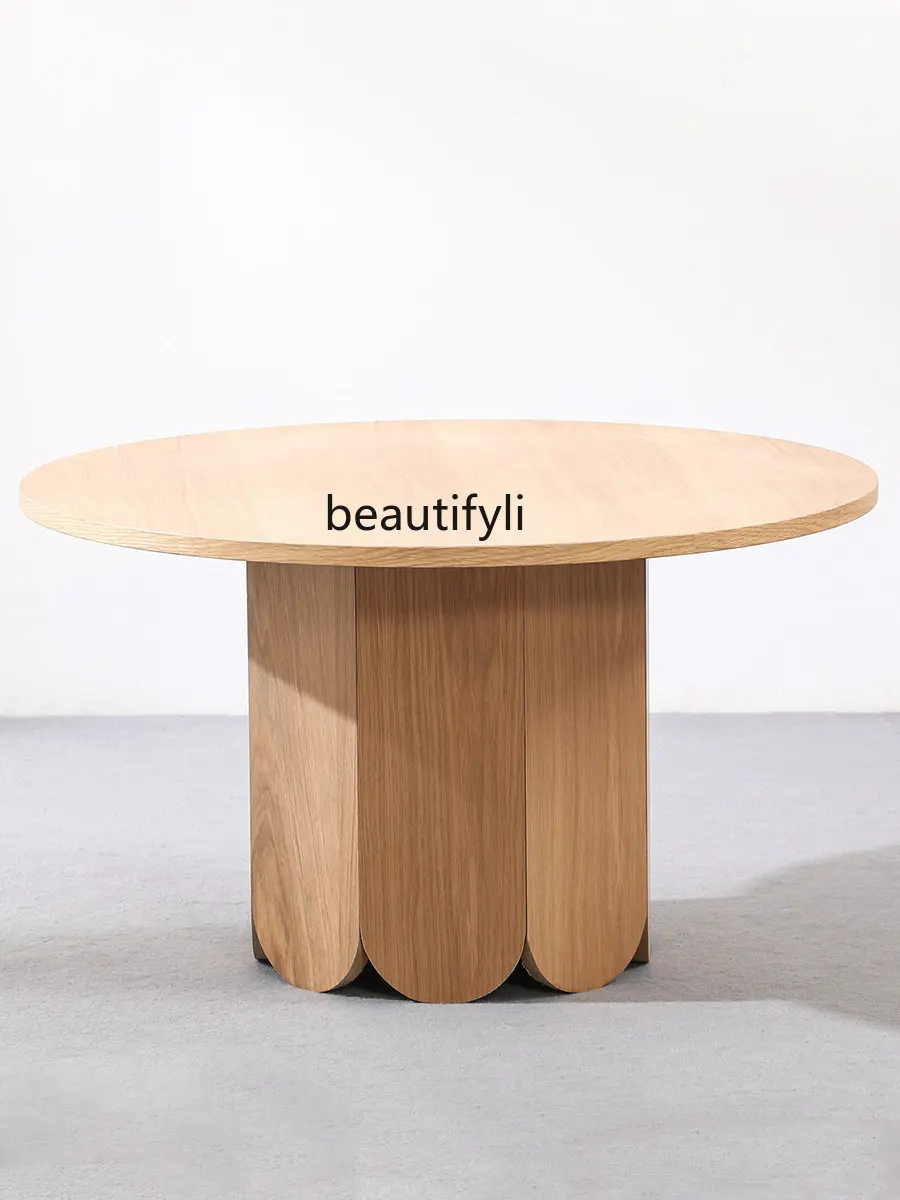 

zq Solid Wood Tea Table Combination Japanese Household Round Table Simple Modern Creative Small Tea Table