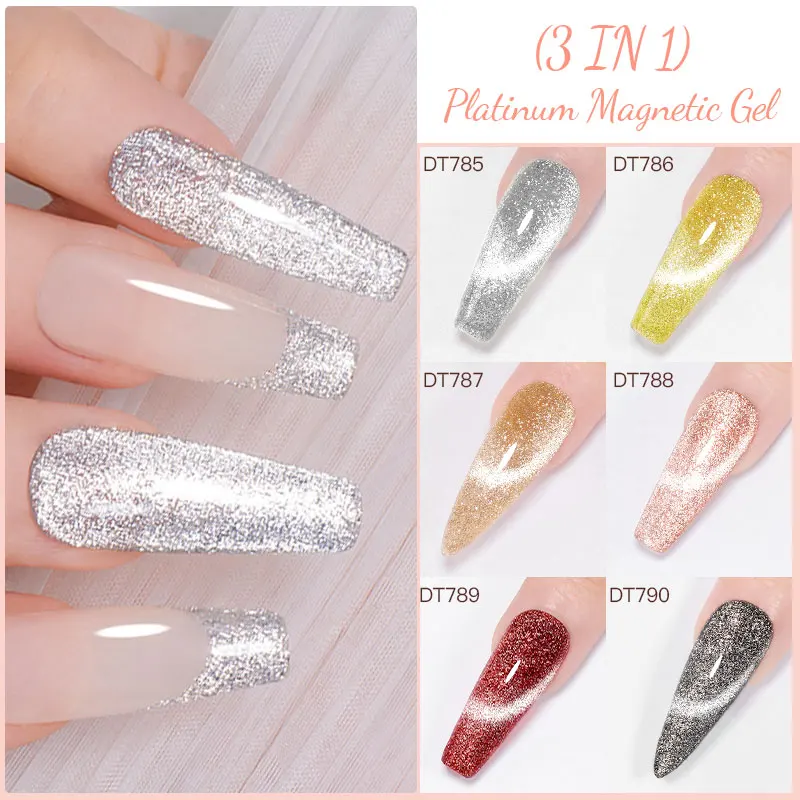 12pc Glitter Cat Magnetic Gel Set Cat Gel Eyes Polish Holographic Reflective Semi Permanent UV Gel Soak Off Sparkling Nail Art 4