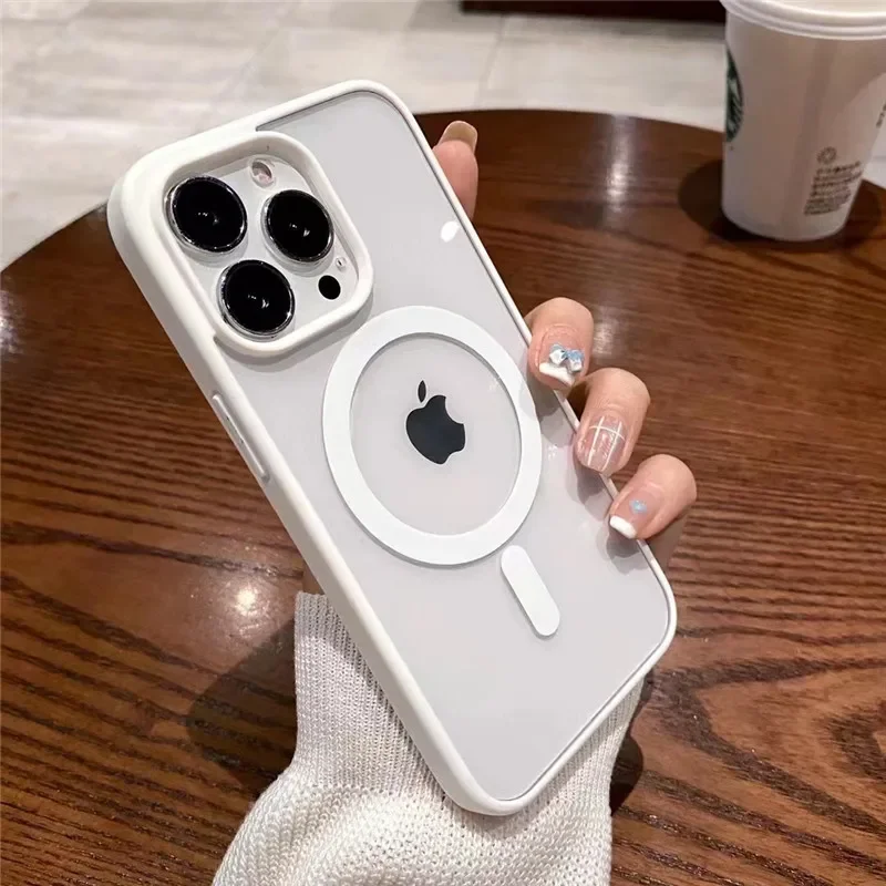 Colorful Transparent For Magsafe Magnetic Wireless Charging Case For iPhone 15 14 13 12 11 Pro Max Mini Xs XR Hard Acrylic Cover