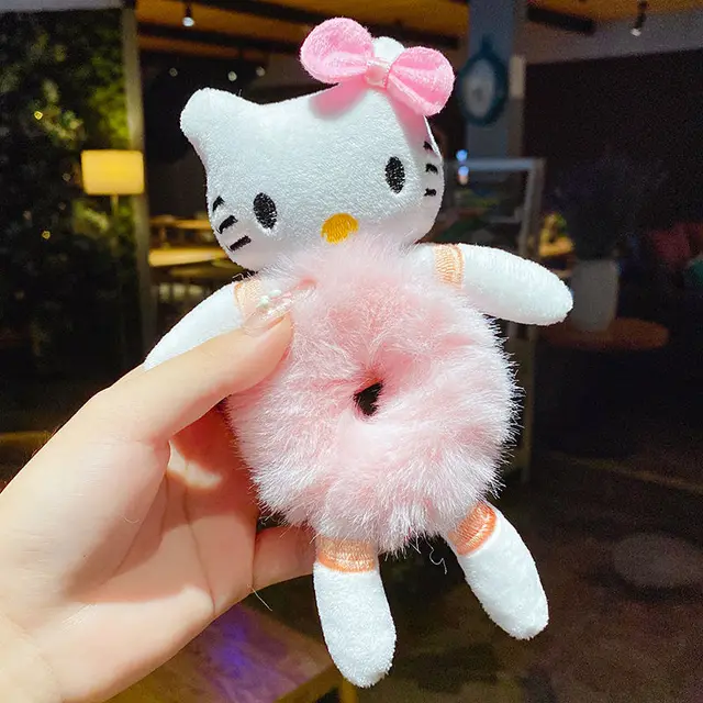 Plush Hair Band Animal Cute Bear Elastic Ponytail Holder Accessories For Woman Girl Hair Tie Kawaii Plush Toy Scrunchie Animal 03 kt cat