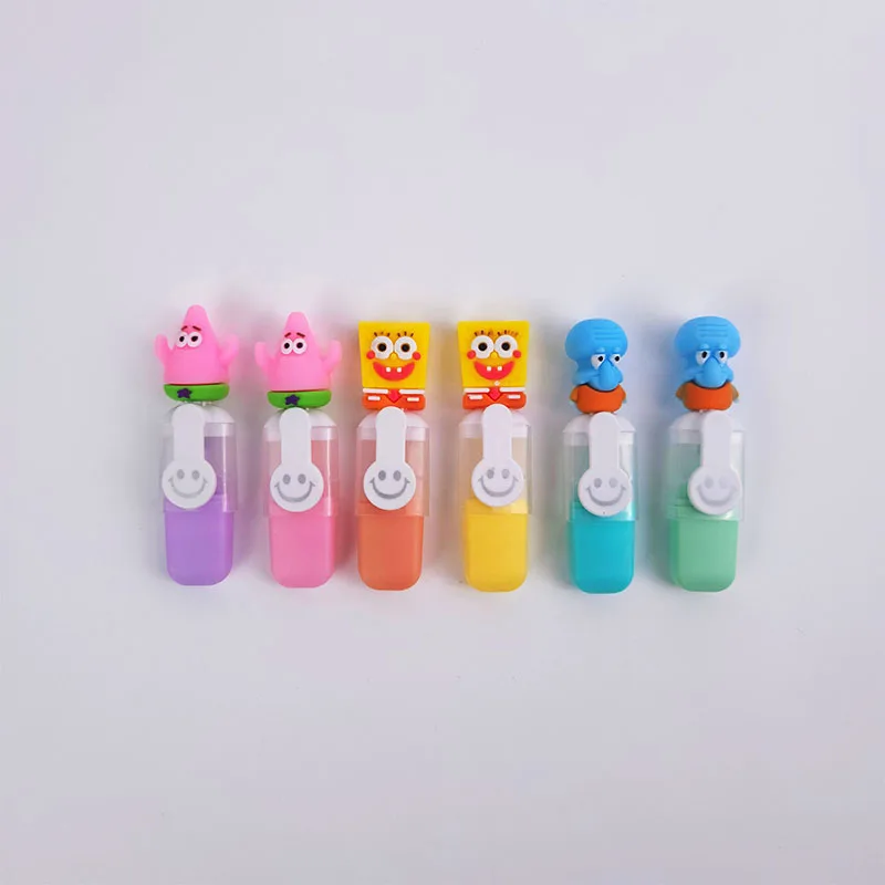 6 PCS Cute Cartons Characters Mini Children 6 Fluorescent Macaroon Colors Office School Art Use Highlighter highlighter pen marker pen highlighter marker art marker