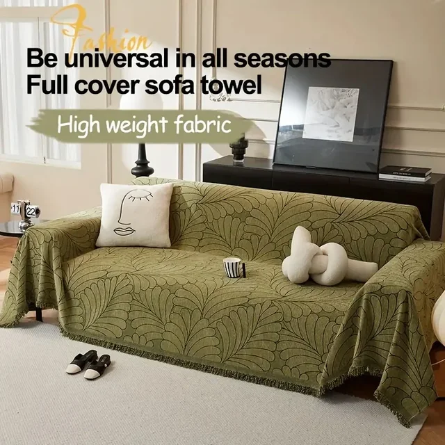 Chenille Solid Color Sofa Cover. Home Living Room 3 Seats Sofa Protection Cover 3