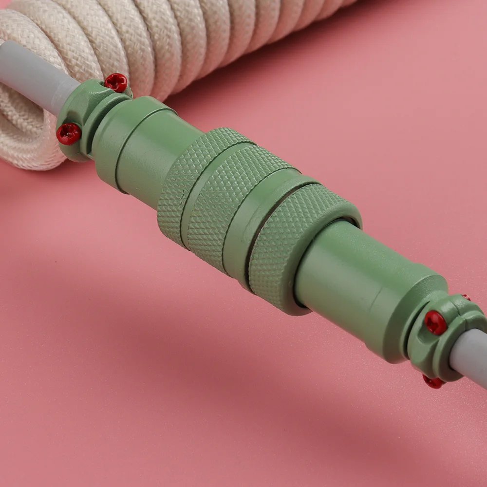 Lano-duplo Mangas Pet Acabamento Colorido Cabo Aviador tipo c Metal Textura Coiling Usb c Coiled Mecânica Cabo Teclado Gx16 - Imagem 5