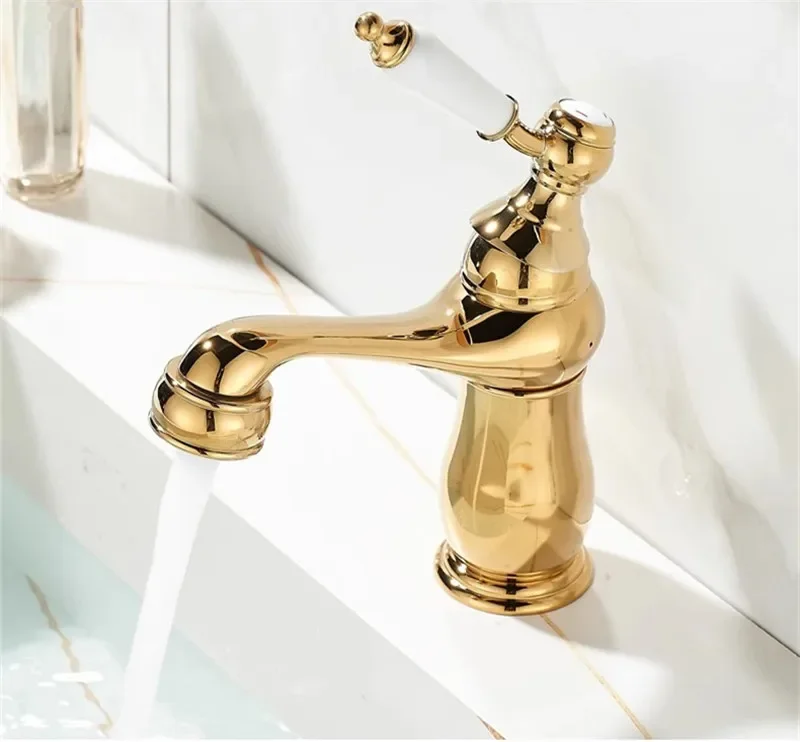 Description Picture 4 of itemRose Gold Basin Faucet Gold Torneiras Bathroom Sink Single Hole Basin Taps Hot Cold Mixer Tap Crane