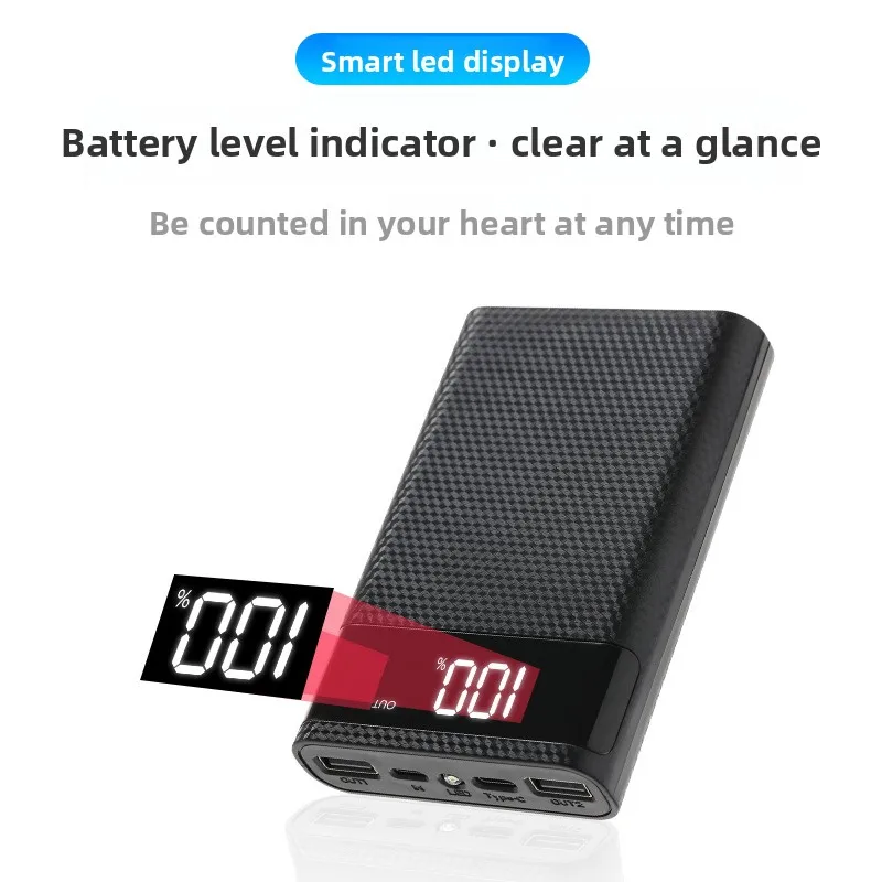 4*18650 배터리 홀더 DIY 쉘 듀얼 USB 타입 C 충전 보조배터리 케이스 18650 배터리 보조배터리 케이스 보관함 22.5W 10W 18W