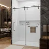 Shower Door 56-60 Inches W X 76 Inches H Glass Shower Door with Handle and Waterproof Sealing Strip, Black 4