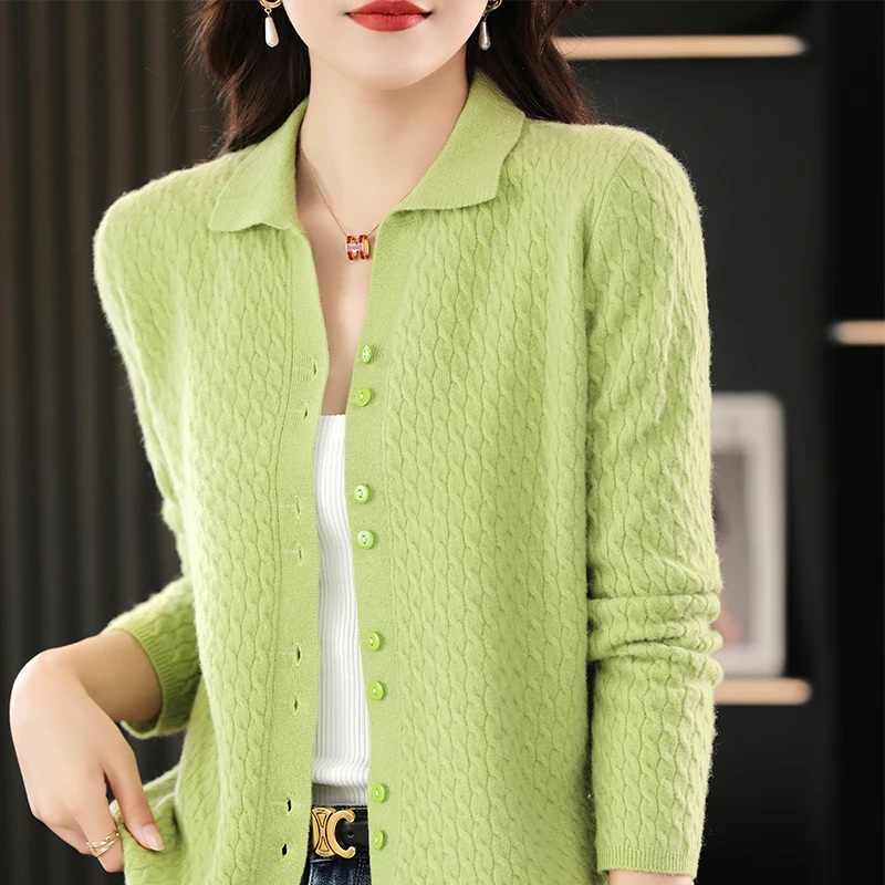 

Cardigans For Woman Polo Collar 2023 Autumn Winter New Arrivals Classic Patterns Are Concise Knitwears Wool Is Soft And Delicate