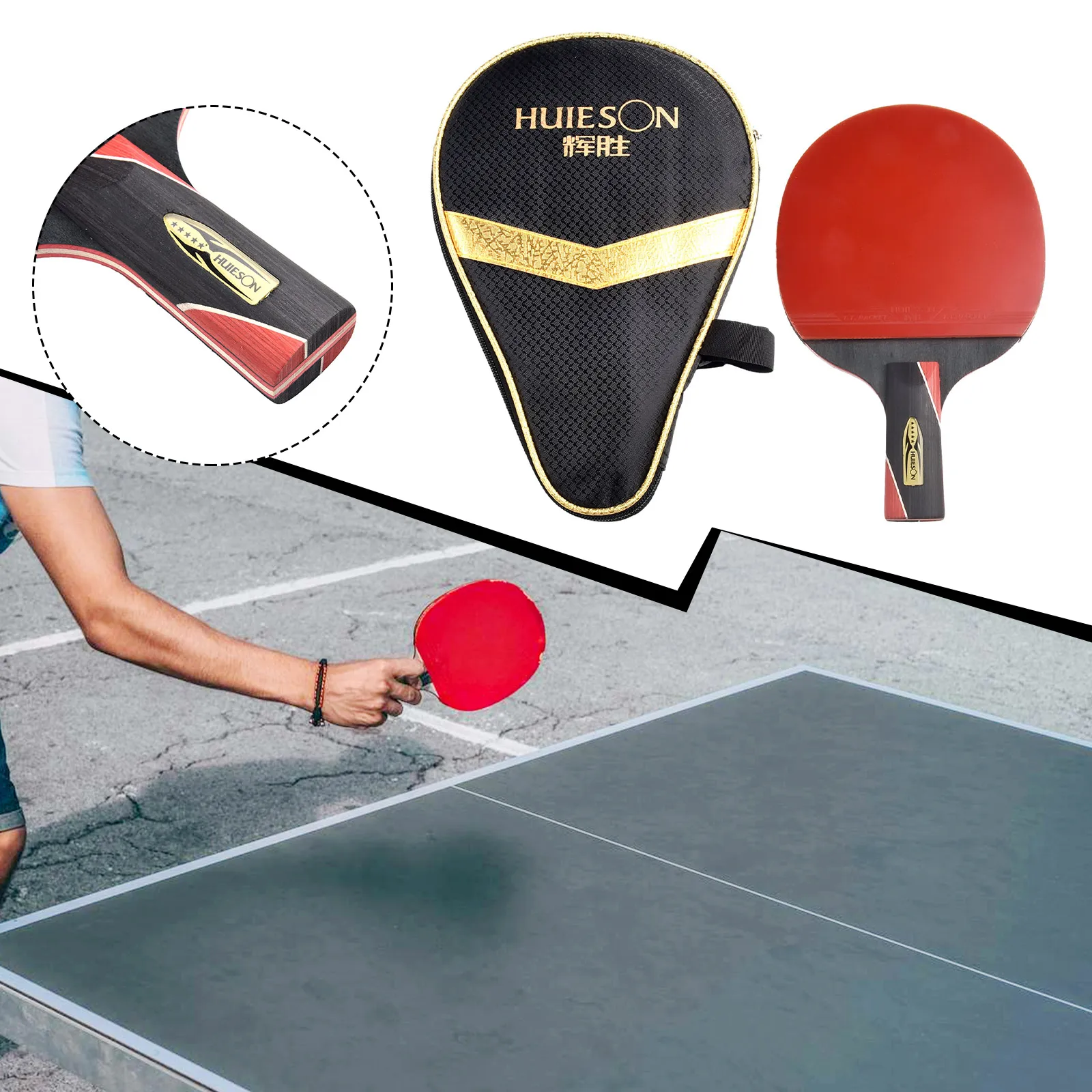 

Hot Sale Ping Pong Paddle Good Elasticity Light Flexible Single Professional Training Carbon Long/Short Handle Options