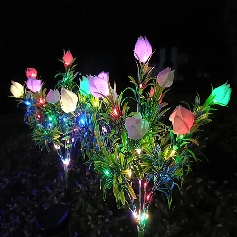

Solar Rechargeable Flower Lights With High-capacity Battery 42LED Waterproof Gardenia Flower Solar Lamp For Garden Backyard Lawn