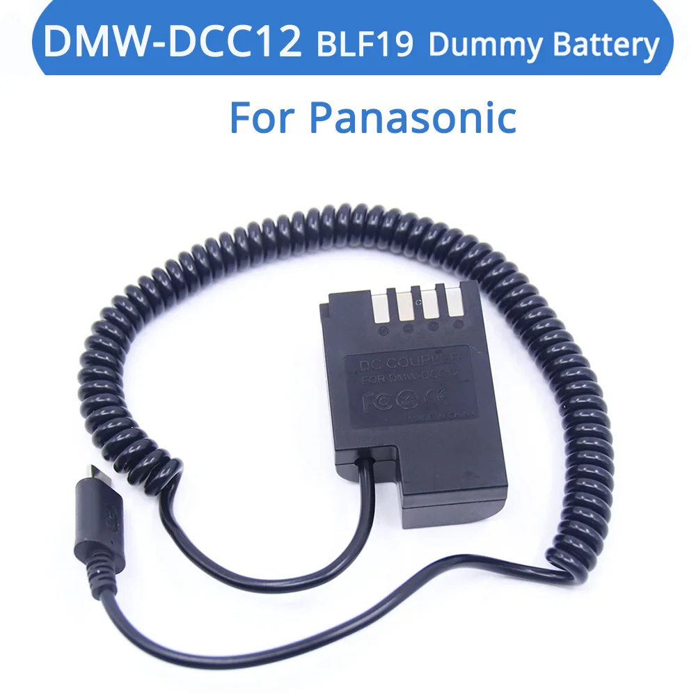 

BLF19E Dummy Battery USB Type C to DCC12 DC Coupler for Panasonic Lumix DMC-GH3 GH4 GH5 DMC-GH5S G9 Camera