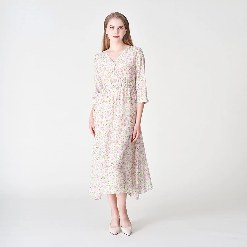 

Women's White Dress Summer 2022 New Sweet Fashion Real Silk Dresses Spring Long Sleeves Women's Clothing Robe Longue Femme Zm60
