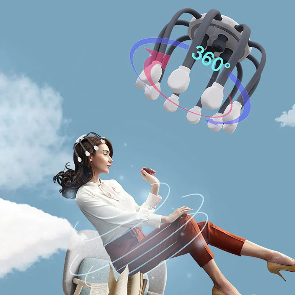 Electric Scalp Head Massager Octopus Claw Vibration Massage Stress Relief 6