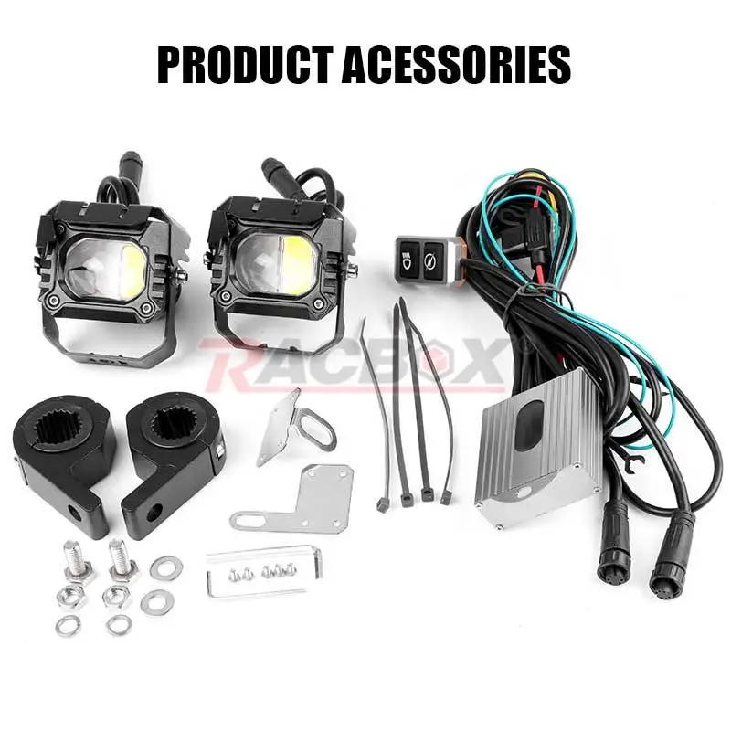 90W/100W Motorcycle LED Spotlight Blue Devil Eyes High Power Headlight Lens Whit