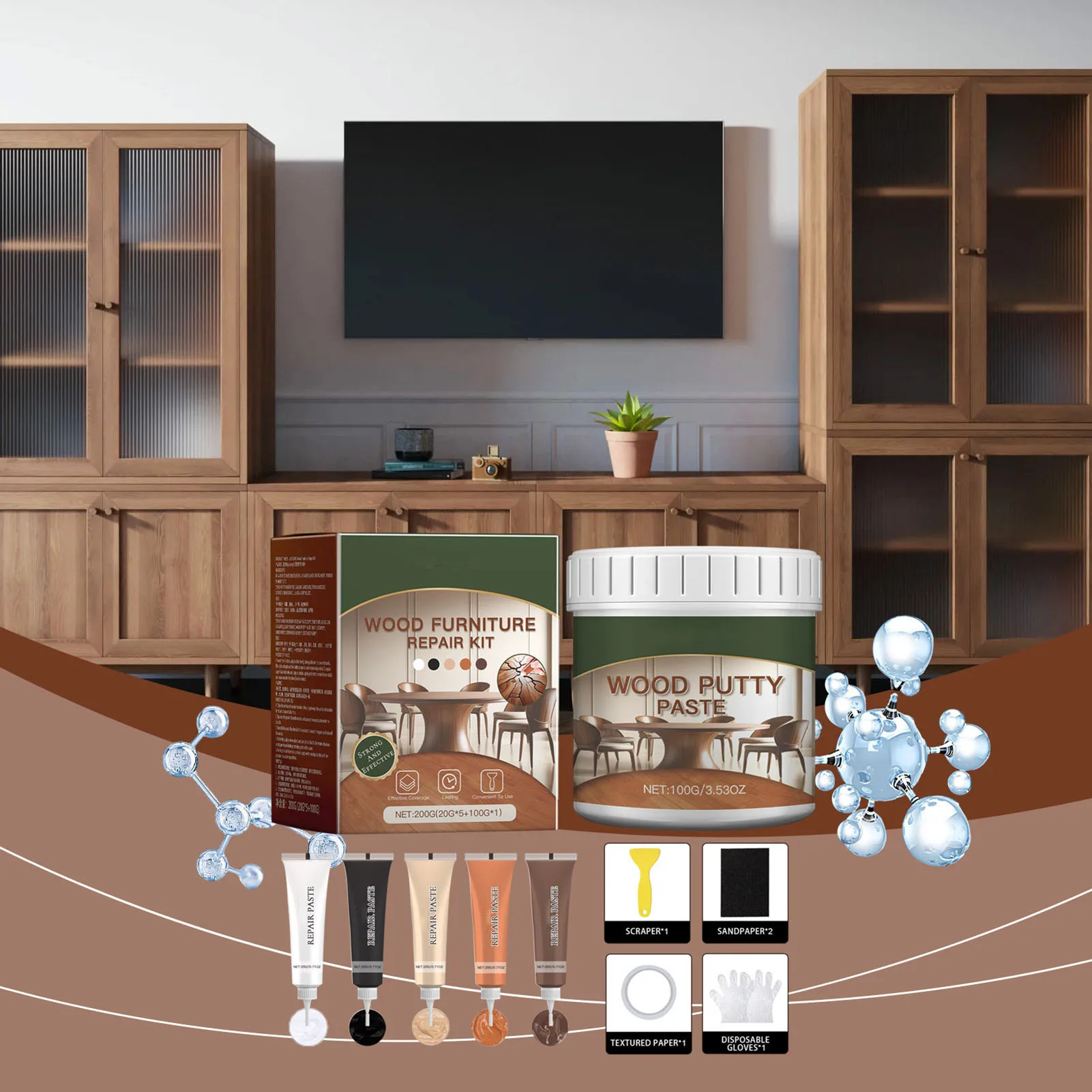 Wooden Furniture Repair Wood Filler Trimming Cream Wood Wall Putty Liquid Cream for Scratch Repair Putty