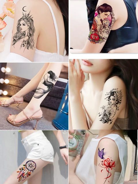 Black Feather Small Temporary Tattoos For Women Girls Realistic Rose Flower  Chrysanthemum Fake Tattoo Sticker Arm Leg Tatoos Diy - Temporary Tattoos -  AliExpress