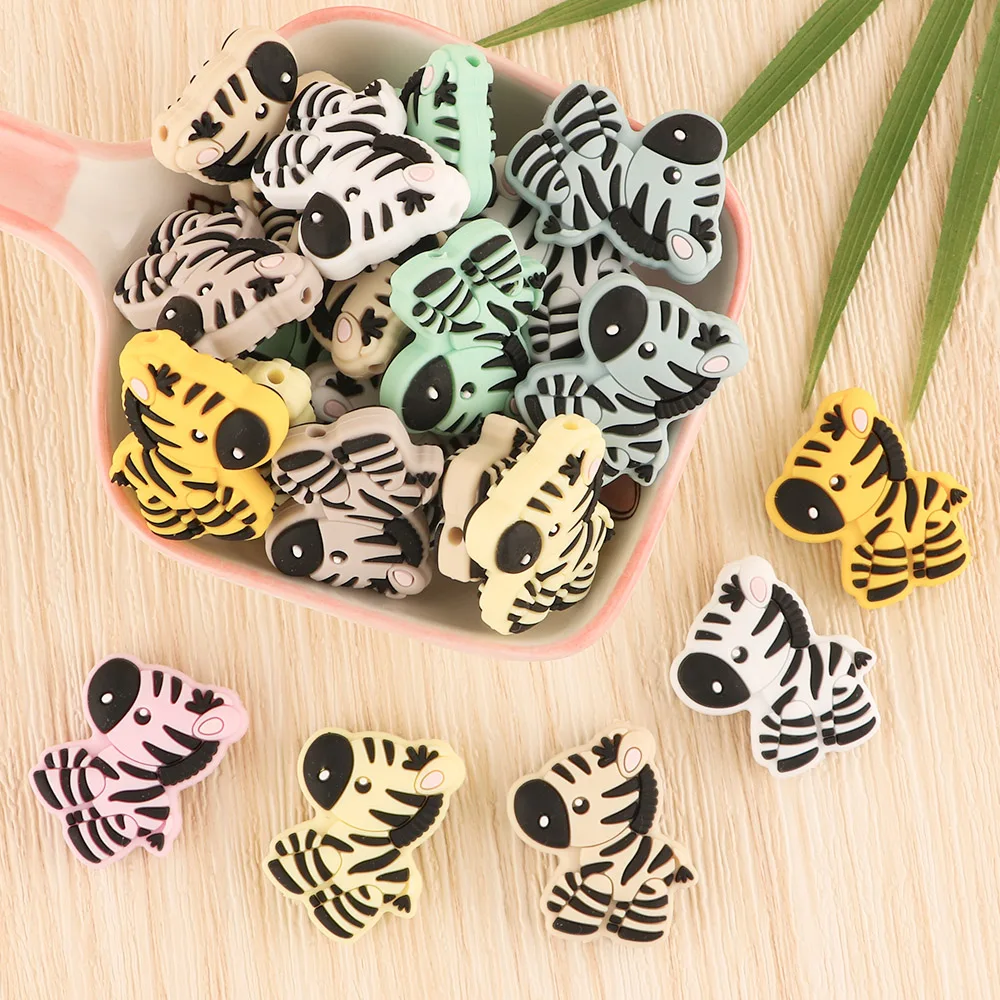 Kovict Baby Silicone Beads Teether New Mini Zebra Teething Beads Gift DIY Pacifier Chain Necklace Baby Care Products Accessories baby teething items essential oils