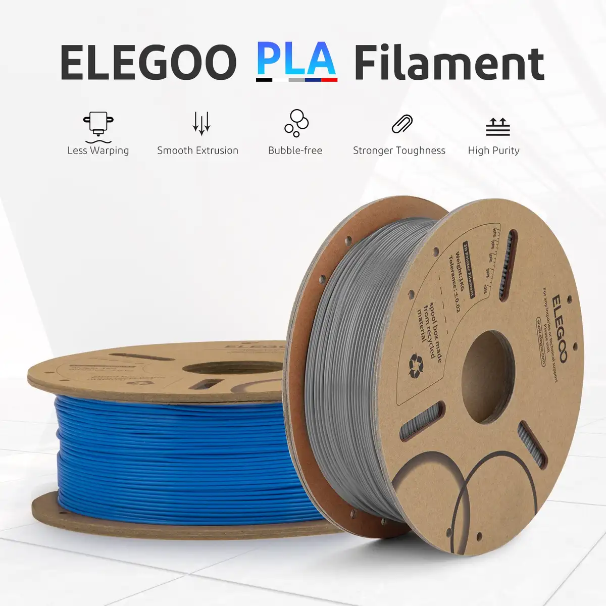 ELEGOO 1kg 1.75mm PLA Filament Plastic 3D PLA for 3D Printer Consumables Material for NEPTUNE 3 PRO FDM 3D Printer — view 2