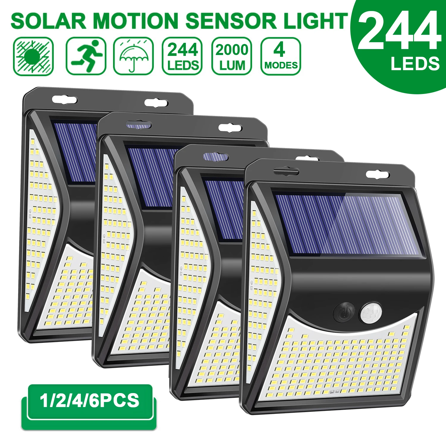 

244 222 LED Solar Light Outdoor 4 Modes Motion Sensor PIR Wall Light Waterproof Solar Lamp Solar Powered Garden Focos Solares