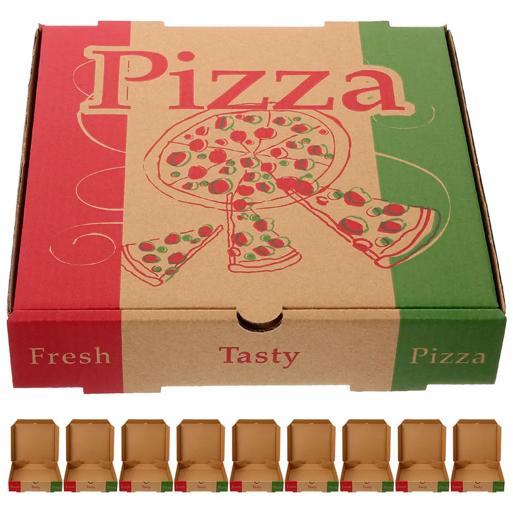 10pcs 7 inch pizza packaging box restaurant cardboard baked takeout packaging corrugated cardboard travel disposable containers