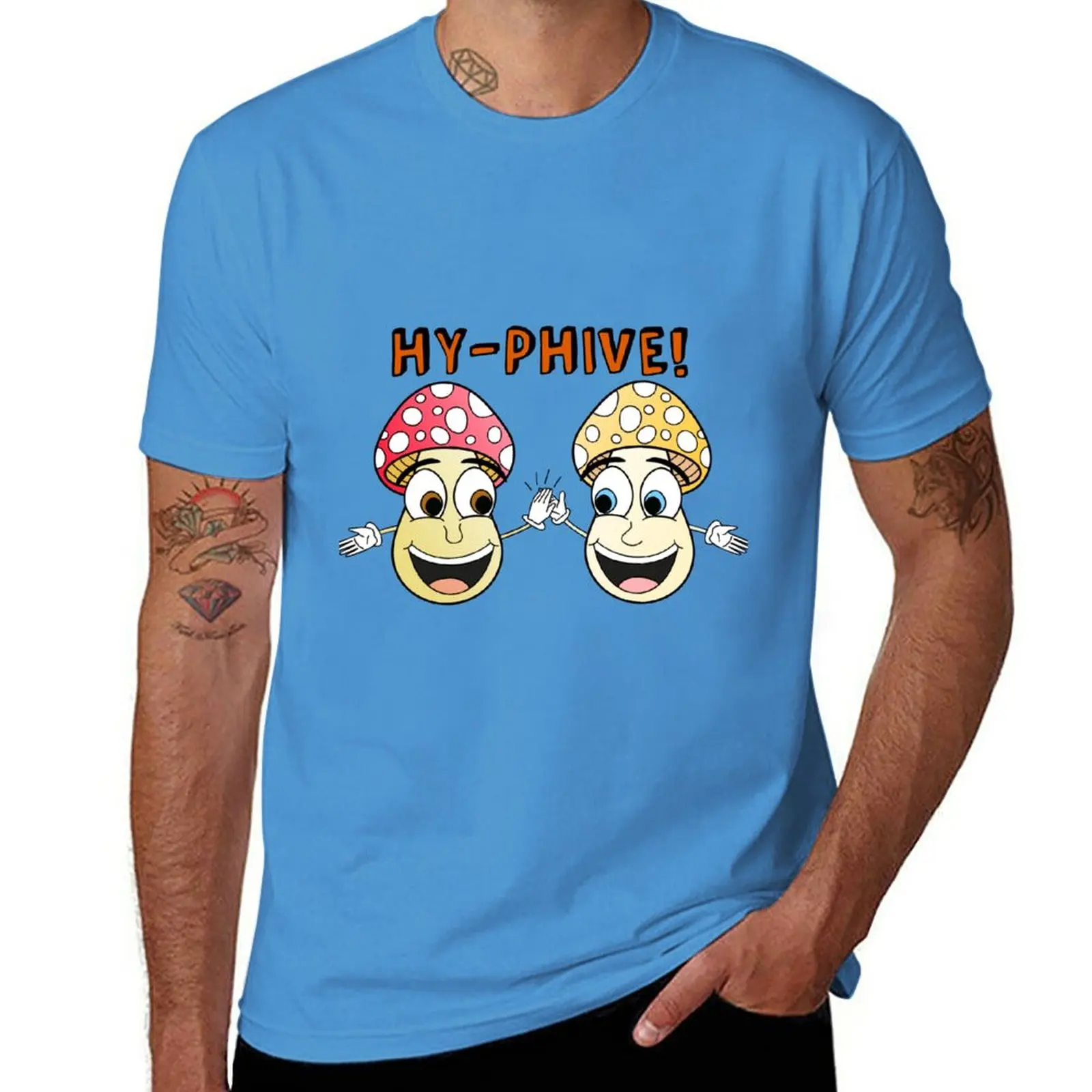 

New Hy-phive Mushrooms (High-five) T-Shirt T-shirt for a boy Short t-shirt Tee shirt oversized t shirt men