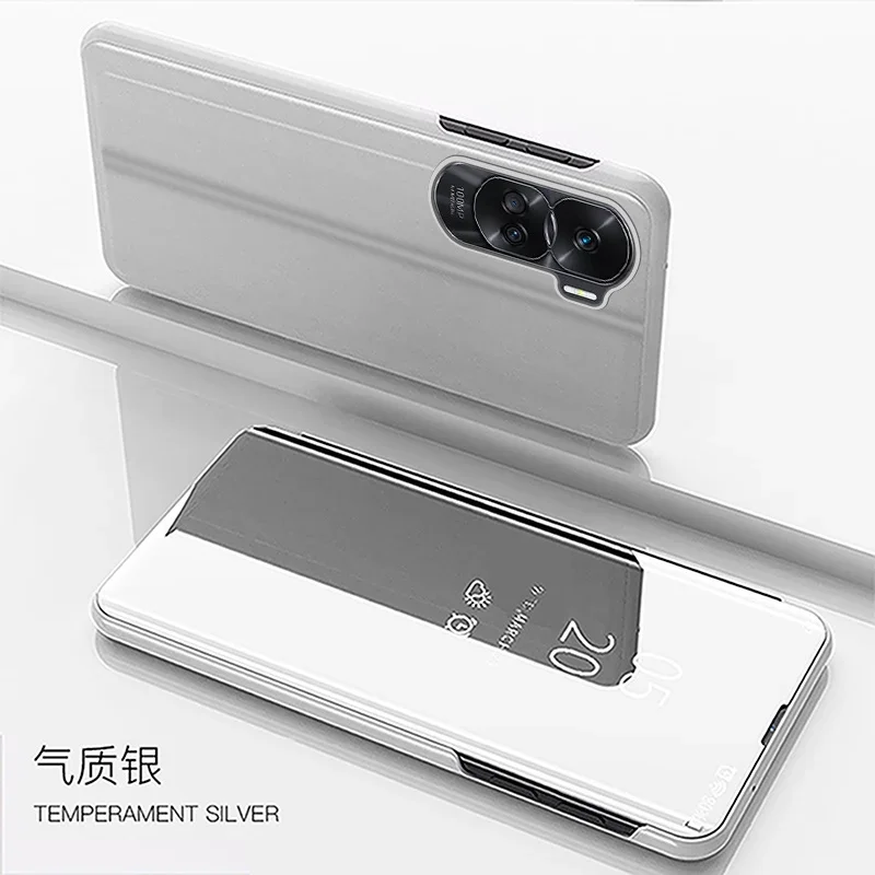 Luxury Smart Mirror Flip Stand Leather Phone Case - Elegant Protective Back Cover