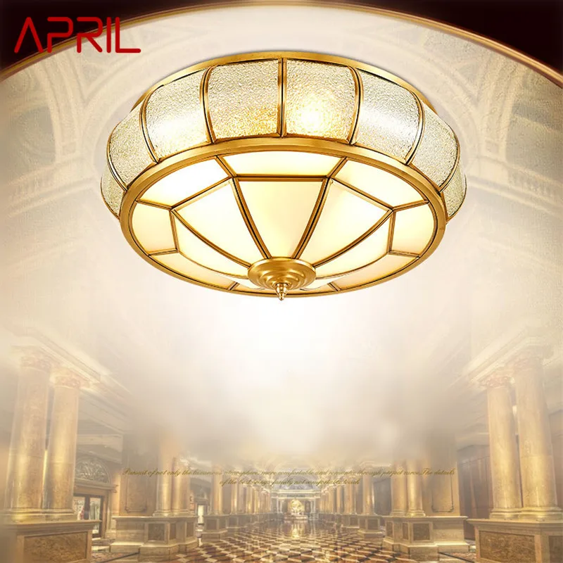 

APRIL Modern Copper Ceiling Lamp Vintage Creative Light Luxury Brass LED Fixtures Decor For Home Living Dining Room