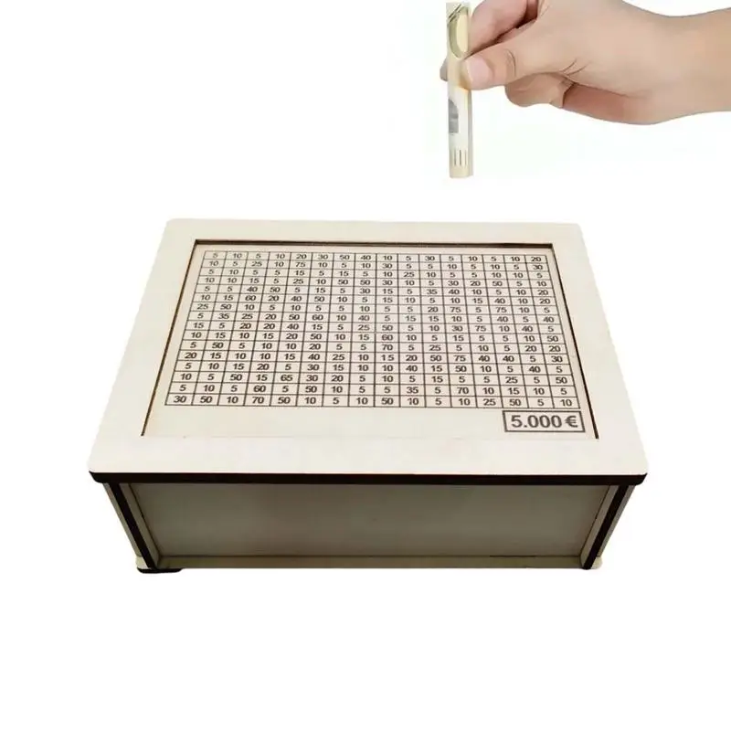 Money Saving Jar Wooden Money Bills Coin Bank Saving Box For New Year's Collection Easter Home Decoration