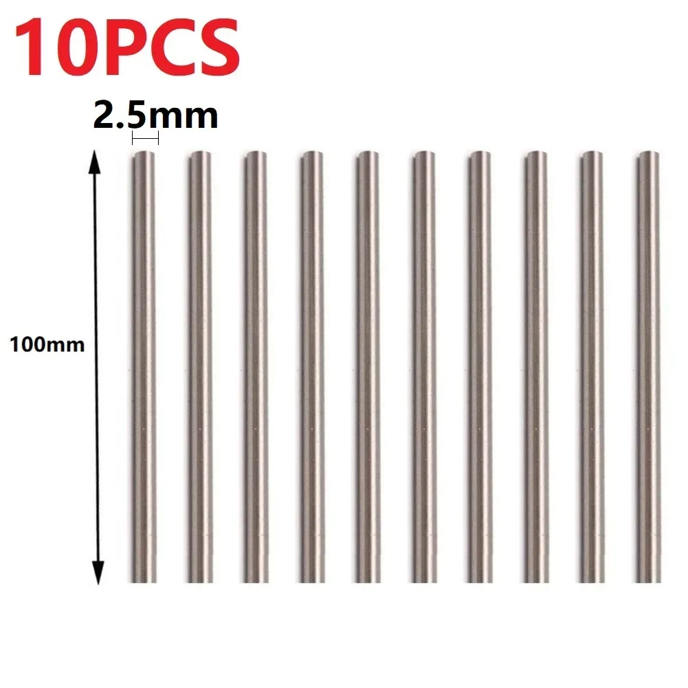 10pc Solid Round Rod Lathe Bar 1mm-4mm Shaft DIY Craft Tool Linear Shaft 100mm Carving Cutter Tool Parts Silver