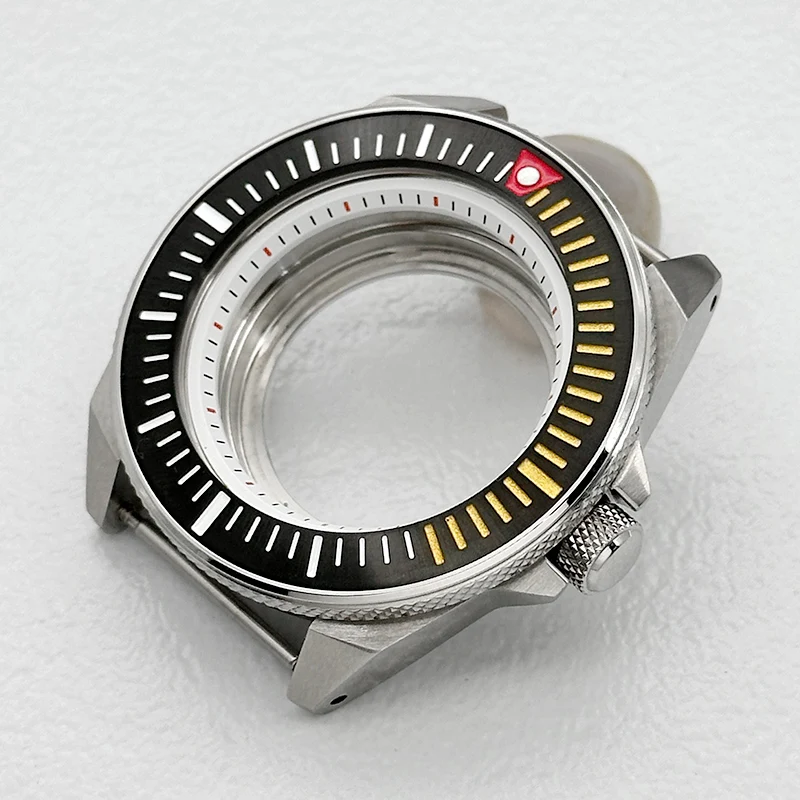 44mm Silbernes King Samurai Uhrengehäuse mit Transparentem Boden, Passend für NH34 NH35 NH38 NH36 4R 7S Uhrwerke, Saphirglas Uhrengehäuse zum Nachrüsten – Detail 1