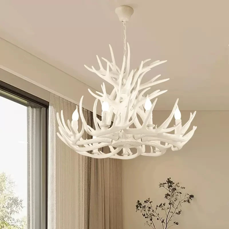 

Vintage Antler LED Chandeliers Bedroom Living Room Dining Room Villa Lobby Hotel Hanging Lamp Chandelier Interior Decor Lighting