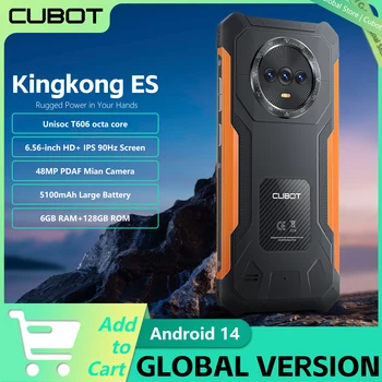 Cubot KingKong ES, Smartphone ultrafino y resistente, Octa-Core, 16 GB de RAM (6 GB + 10 GB), 128 GB de ROM, Pantalla de 6,56 pulgadas y 90 Hz, Cámara de 48 MP, Face ID, Batería de 5100 mAh, Dual SIM