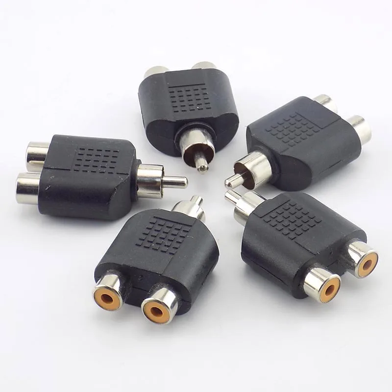 

5x RCA Male to 2 RCA Female Adapter AV Audio cable Plug IN-LINE Converter Connector for CCTV Camera Security L19