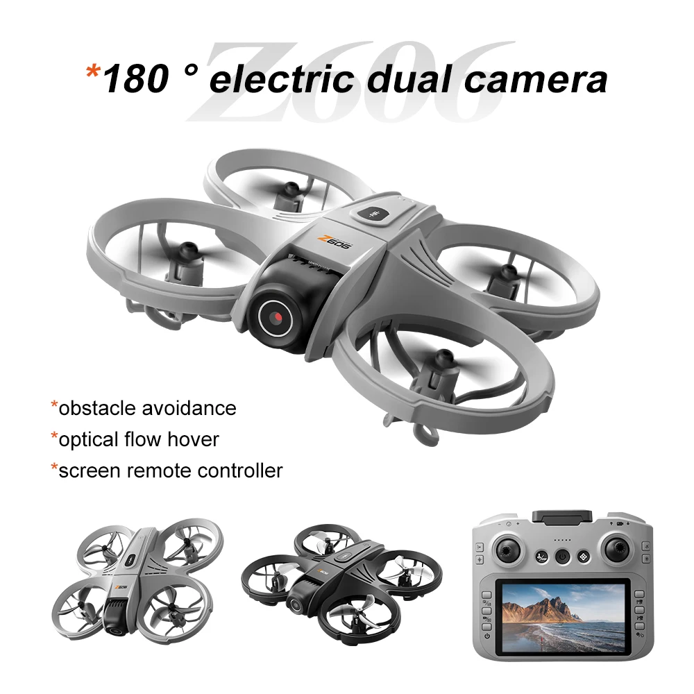 새로운 Z606 RC 드론 4.3인치 대형 디스플레이 FPV 크로싱 머신 광학 흐름 호버링 장애물 회피 HD 카메라 항공 쿼드콥터 장난감