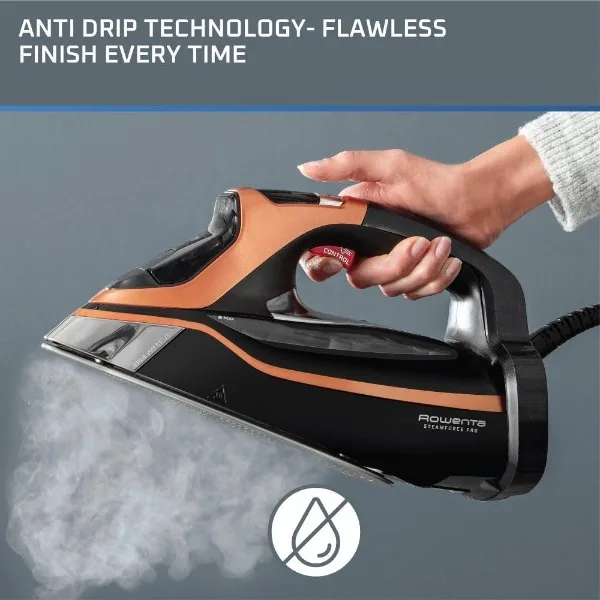 Rowenta Steam Force Pro Stainless Steel Soleplate Steam Iron for Clothes 400 Microsteam Holes, Cotton, Wool, Poly, Silk 5