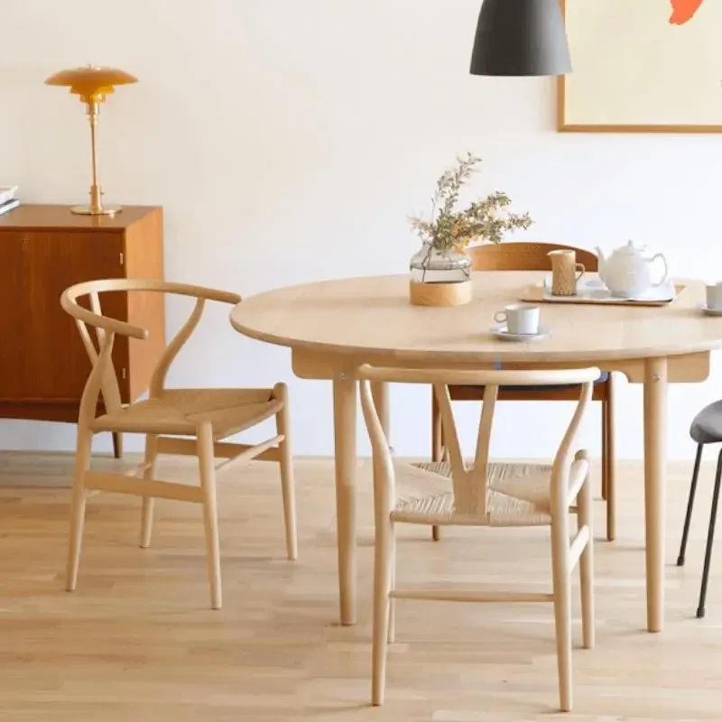 Chair Solid Wood Nordic Simple Modern Dining Chair Leisure Armback Domestic Wooden Chinese Rattan Book