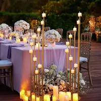 2pcs 9 Arm Candelabra Floor Candle Holders Tall Set for Wedding Gold Candelabras Candle Stand 3