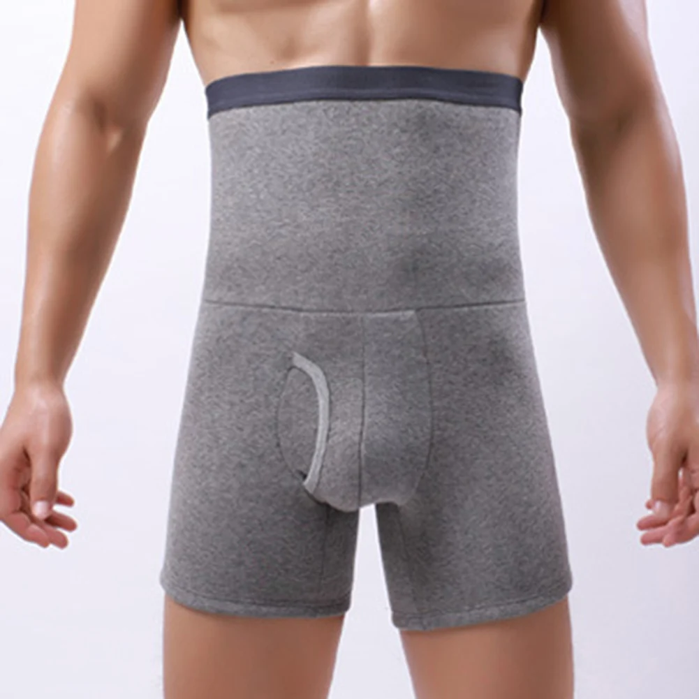 

Mens Winter Keep Warm Padded Waist Protectors Boxer Briefs Sexy Pouch High Waist Panties Underwear Solid Shorts Lingerie